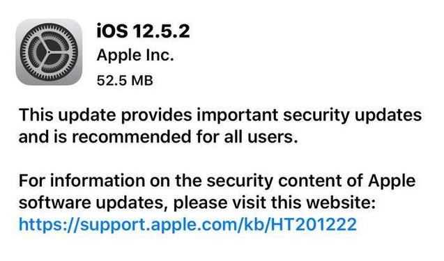 西乌珠穆沁苹果手机维修分享iOS12.5.2发布，建议所有老苹果用户安装 